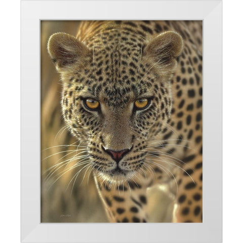 Leopard - On the Prowl White Modern Wood Framed Art Print by Bogle, Collin