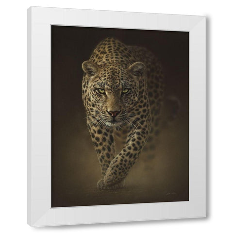Leopard - Savage White Modern Wood Framed Art Print by Bogle, Collin