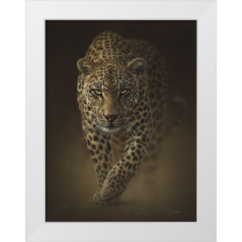 Leopard - Savage White Modern Wood Framed Art Print by Bogle, Collin