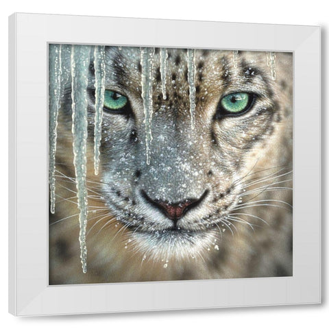 Snow Leopard - Blue Ice White Modern Wood Framed Art Print by Bogle, Collin