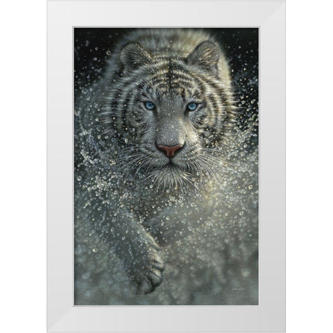 White Tiger - West and Wild White Modern Wood Framed Art Print by Bogle, Collin