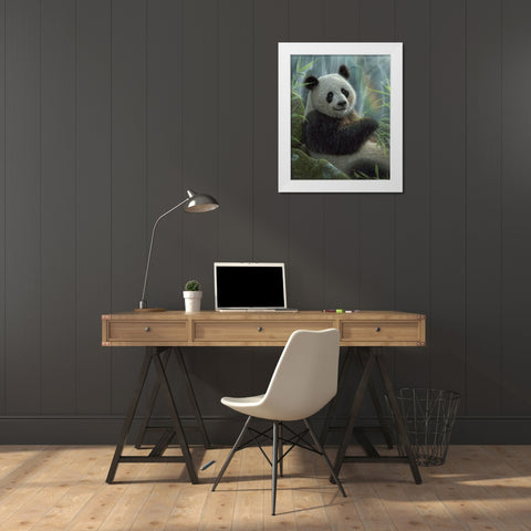 Panda Paradise White Modern Wood Framed Art Print by Bogle, Collin