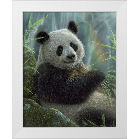 Panda Paradise White Modern Wood Framed Art Print by Bogle, Collin