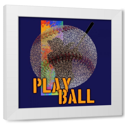 Play Baseball - Blue White Modern Wood Framed Art Print by Baldwin, Jim