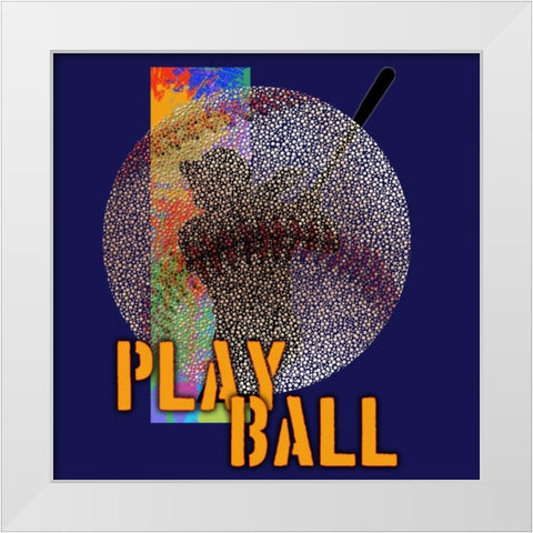 Play Baseball - Blue White Modern Wood Framed Art Print by Baldwin, Jim