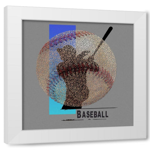 Baseball White Modern Wood Framed Art Print by Baldwin, Jim