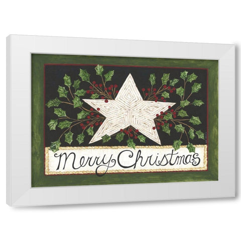 Merry Christmas Star White Modern Wood Framed Art Print by Shamp, Cindy