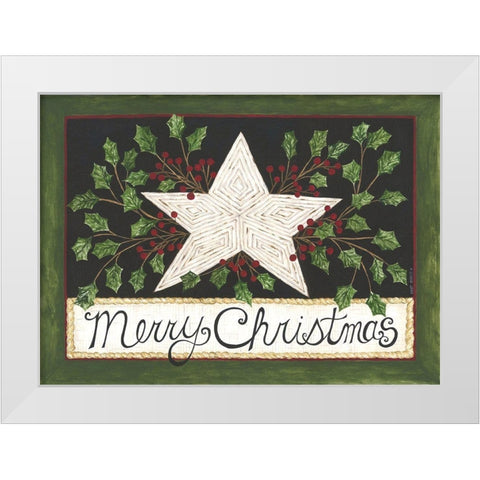 Merry Christmas Star White Modern Wood Framed Art Print by Shamp, Cindy