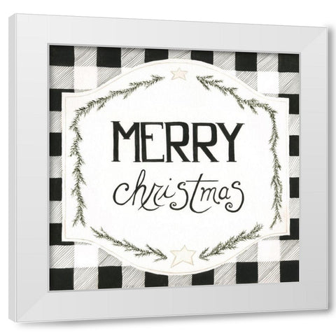 Merry Christmas White Modern Wood Framed Art Print by Shamp, Cindy