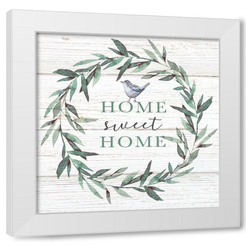 Home Sweet Home Bird White Modern Wood Framed Art Print by Tyndall, Elizabeth
