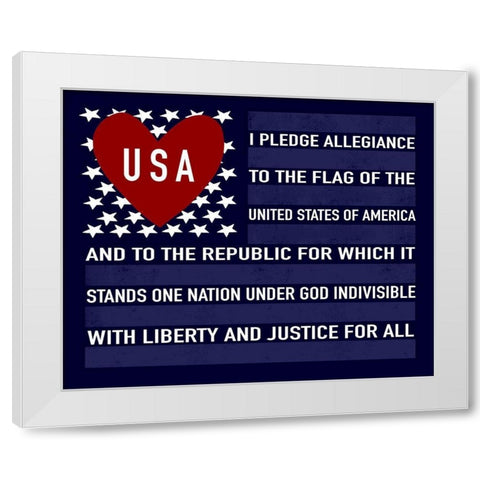Blue USA Flag White Modern Wood Framed Art Print by Tyndall, Elizabeth