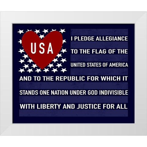 Blue USA Flag White Modern Wood Framed Art Print by Tyndall, Elizabeth