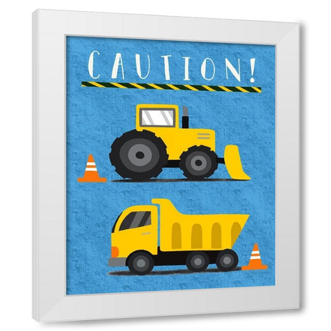 Caution White Modern Wood Framed Art Print by Tyndall, Elizabeth