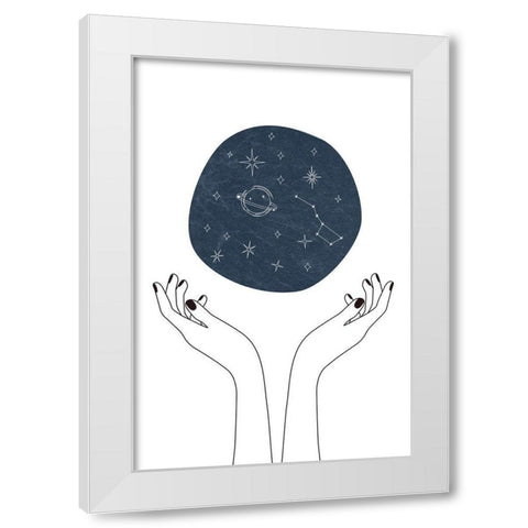 Hand and Stars White Modern Wood Framed Art Print by JJ Design House
