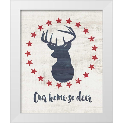 Home So Deer White Modern Wood Framed Art Print by Moulton, Jo