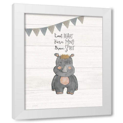 Kind Heart Hippo White Modern Wood Framed Art Print by Moulton, Jo