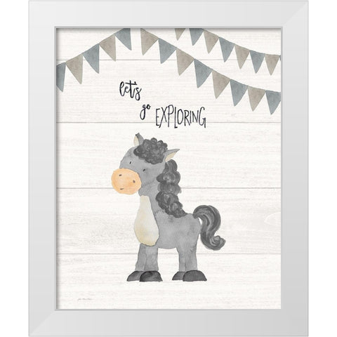 Lets Go Exploring White Modern Wood Framed Art Print by Moulton, Jo