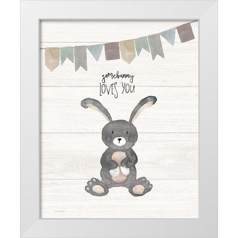 Somebunny Loves You White Modern Wood Framed Art Print by Moulton, Jo