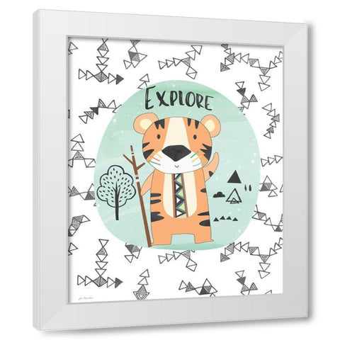 Explore Tiger White Modern Wood Framed Art Print by Moulton, Jo