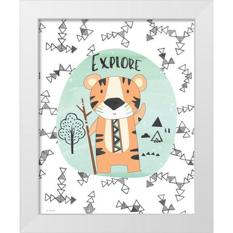 Explore Tiger White Modern Wood Framed Art Print by Moulton, Jo