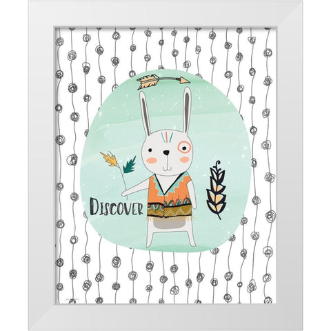 Bunny Discovery White Modern Wood Framed Art Print by Moulton, Jo
