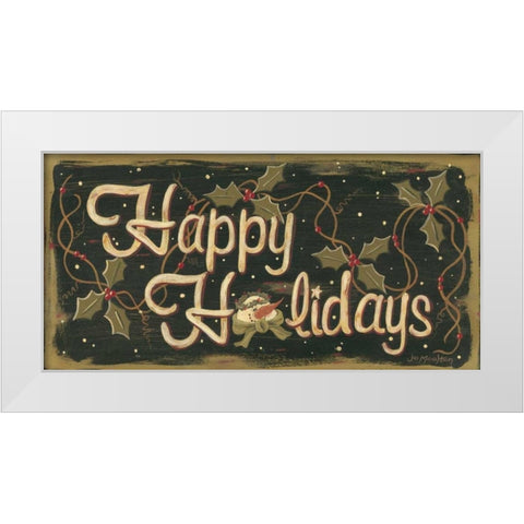 Happy Holidays White Modern Wood Framed Art Print by Moulton, Jo