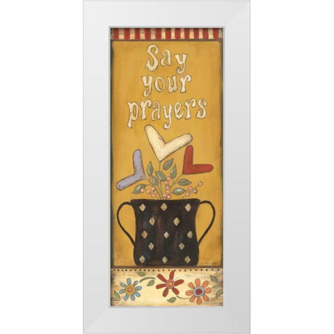 Say Your Prayers White Modern Wood Framed Art Print by Moulton, Jo