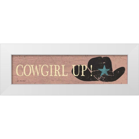Cowgirl Up White Modern Wood Framed Art Print by Moulton, Jo