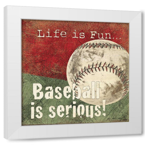 Baseball White Modern Wood Framed Art Print by Moulton, Jo