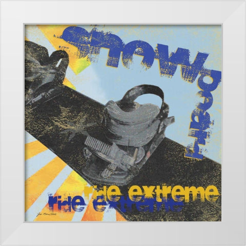 Snowboard White Modern Wood Framed Art Print by Moulton, Jo