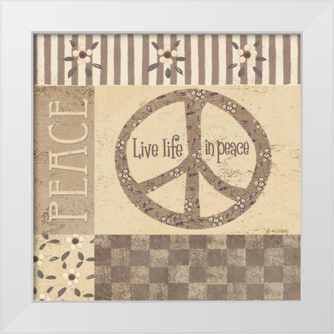 Peace White Modern Wood Framed Art Print by Moulton, Jo