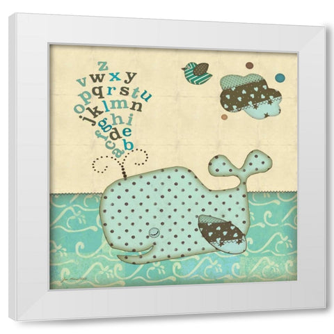 Alphabe Whale White Modern Wood Framed Art Print by Moulton, Jo