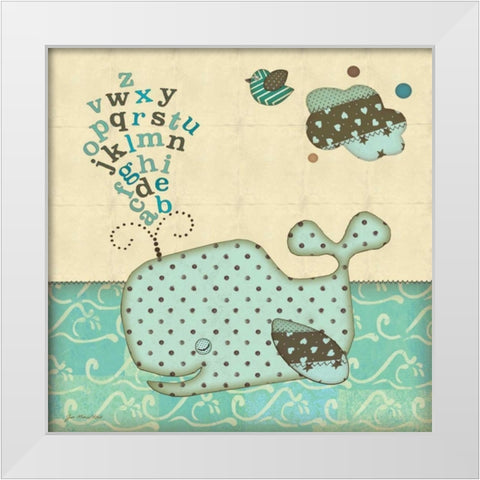 Alphabe Whale White Modern Wood Framed Art Print by Moulton, Jo