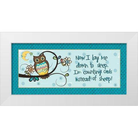 Counting Owls White Modern Wood Framed Art Print by Moulton, Jo