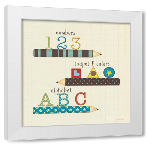 School Basics White Modern Wood Framed Art Print by Moulton, Jo