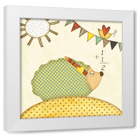 Hedgehog Math White Modern Wood Framed Art Print by Moulton, Jo