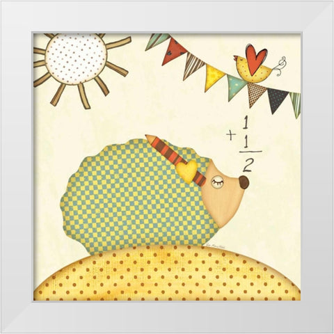 Hedgehog Math White Modern Wood Framed Art Print by Moulton, Jo