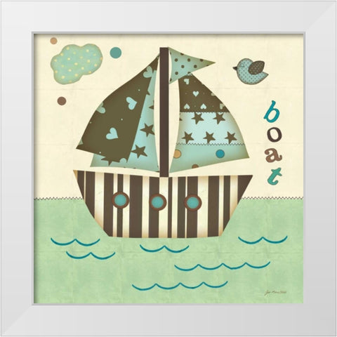 Boat East White Modern Wood Framed Art Print by Moulton, Jo