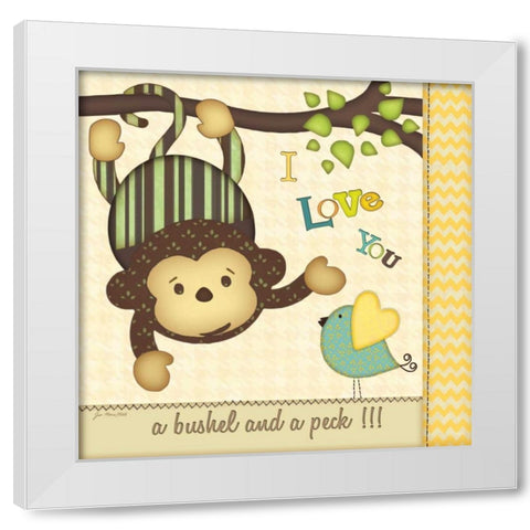 I Love You Monkey White Modern Wood Framed Art Print by Moulton, Jo