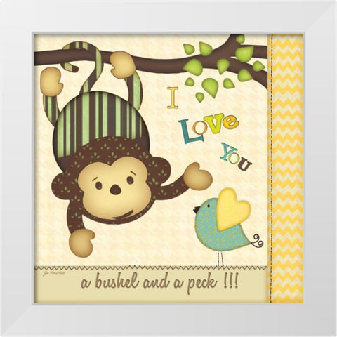 I Love You Monkey White Modern Wood Framed Art Print by Moulton, Jo