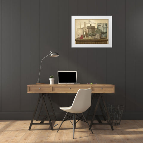 Family Heart White Modern Wood Framed Art Print by Moulton, Jo