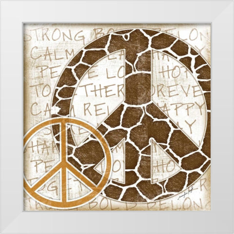 Peace Giraffe White Modern Wood Framed Art Print by Pugh, Jennifer