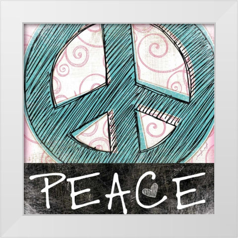 Peace White Modern Wood Framed Art Print by Pugh, Jennifer