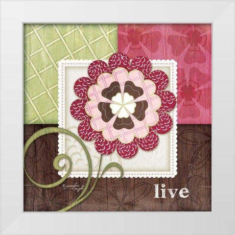 Flower - Live White Modern Wood Framed Art Print by Pugh, Jennifer
