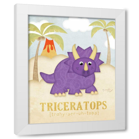 Triceratops White Modern Wood Framed Art Print by Pugh, Jennifer