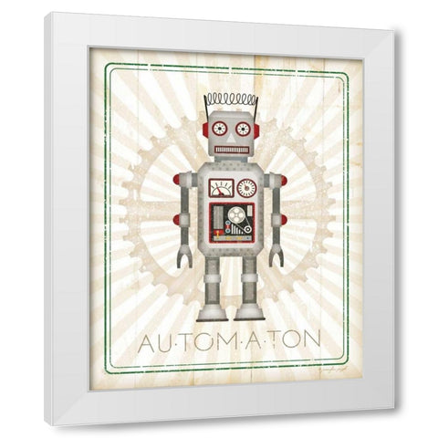 Retro Robot II White Modern Wood Framed Art Print by Pugh, Jennifer