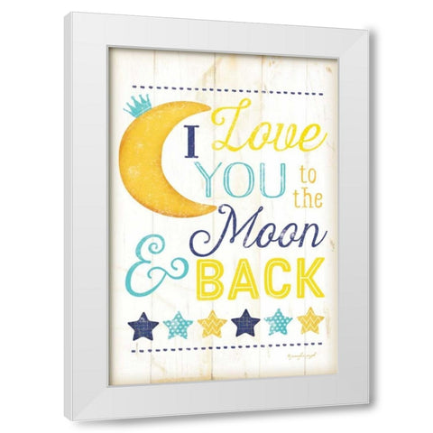 I Love You to the Moon White Modern Wood Framed Art Print by Pugh, Jennifer