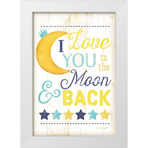 I Love You to the Moon White Modern Wood Framed Art Print by Pugh, Jennifer