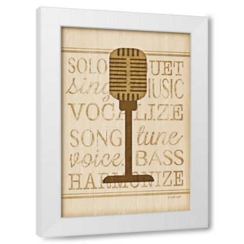 Music Microphone White Modern Wood Framed Art Print by Pugh, Jennifer