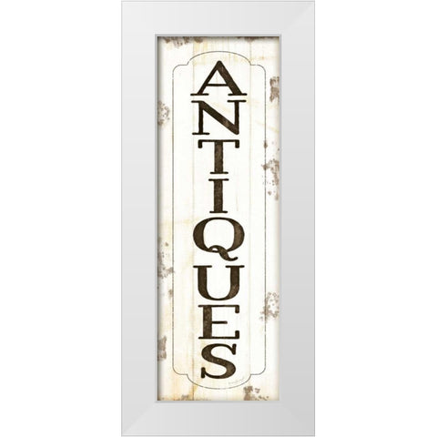 Antiques White Modern Wood Framed Art Print by Pugh, Jennifer